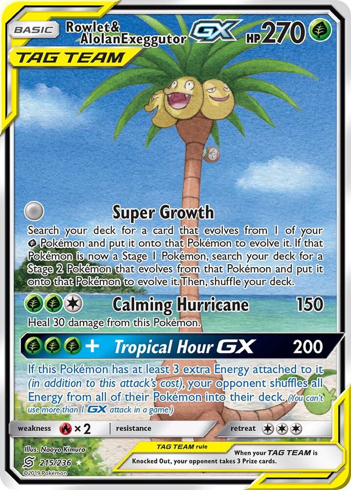 Pokemon Rowlet & Alolan Exeggutor GX 215/236 Unified Minds