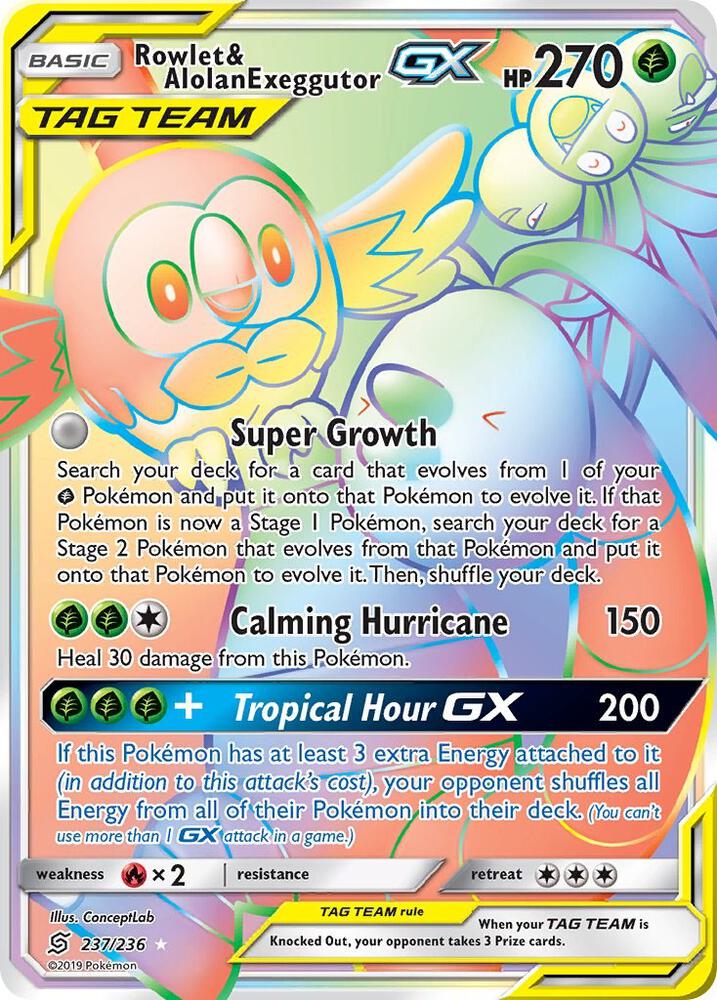 Pokemon Rowlet & Alolan Exeggutor GX 237/236 Unified Minds