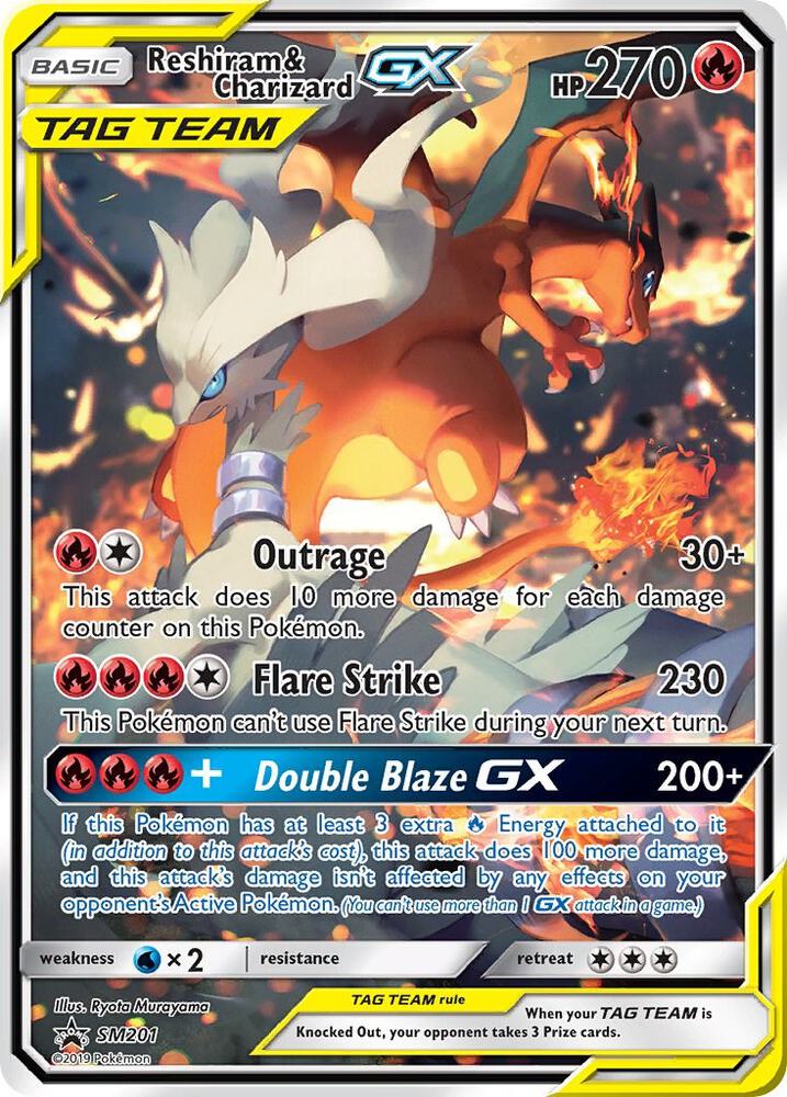 Pokemon Reshiram & Charizard GX SM201 SM Black Star Promos