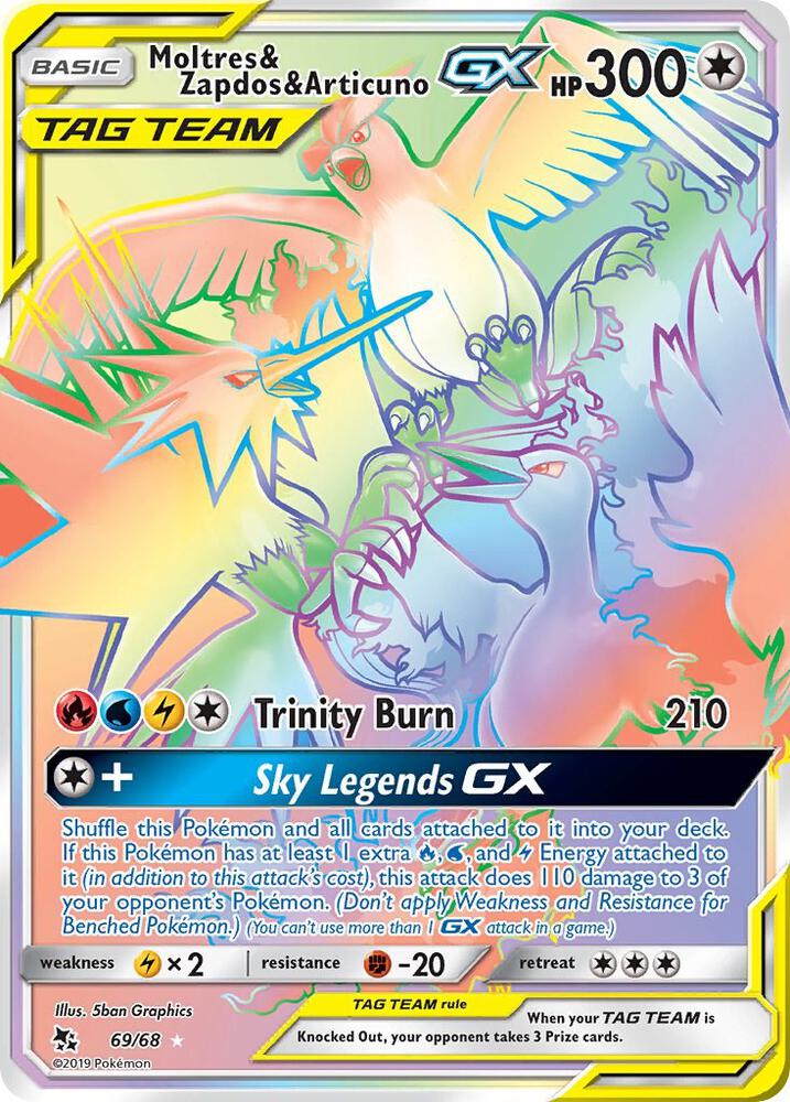 Pokemon Moltres & Zapdos & Articuno GX 69/68 Hidden Fates