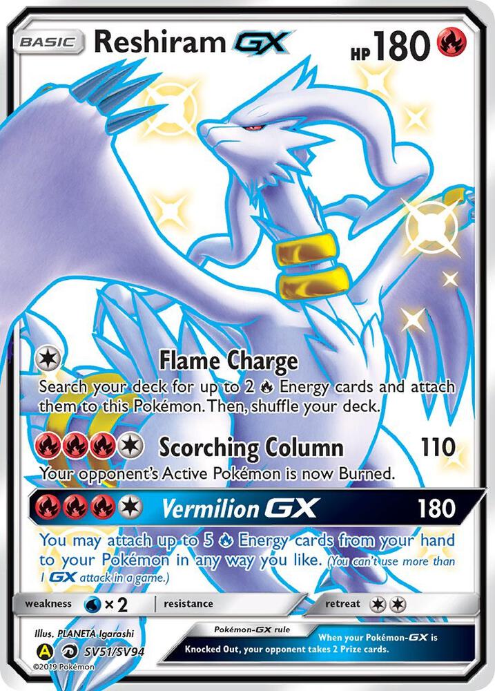 Pokemon Reshiram GX SV51 Hidden Fates