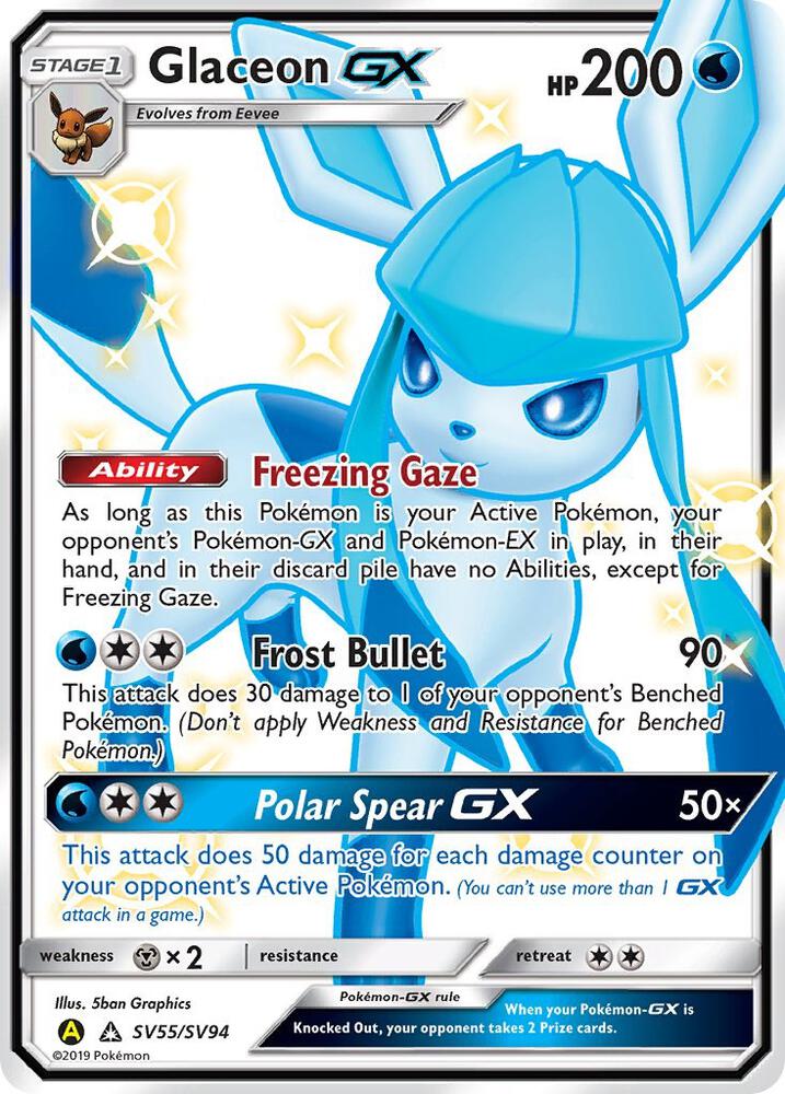 Pokemon Glaceon GX SV55 Hidden Fates