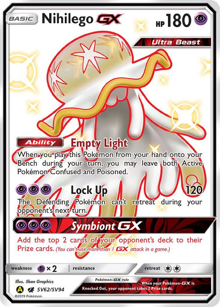 Pokemon Nihilego GX SV62 Hidden Fates