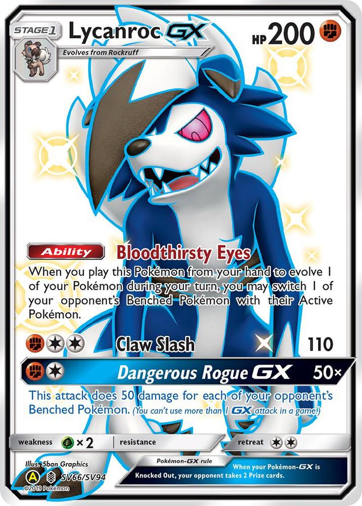 Pokemon Lycanroc GX SV66 Hidden Fates