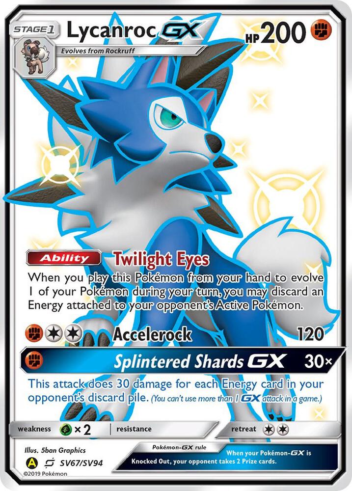 Pokemon Lycanroc GX SV67 Hidden Fates