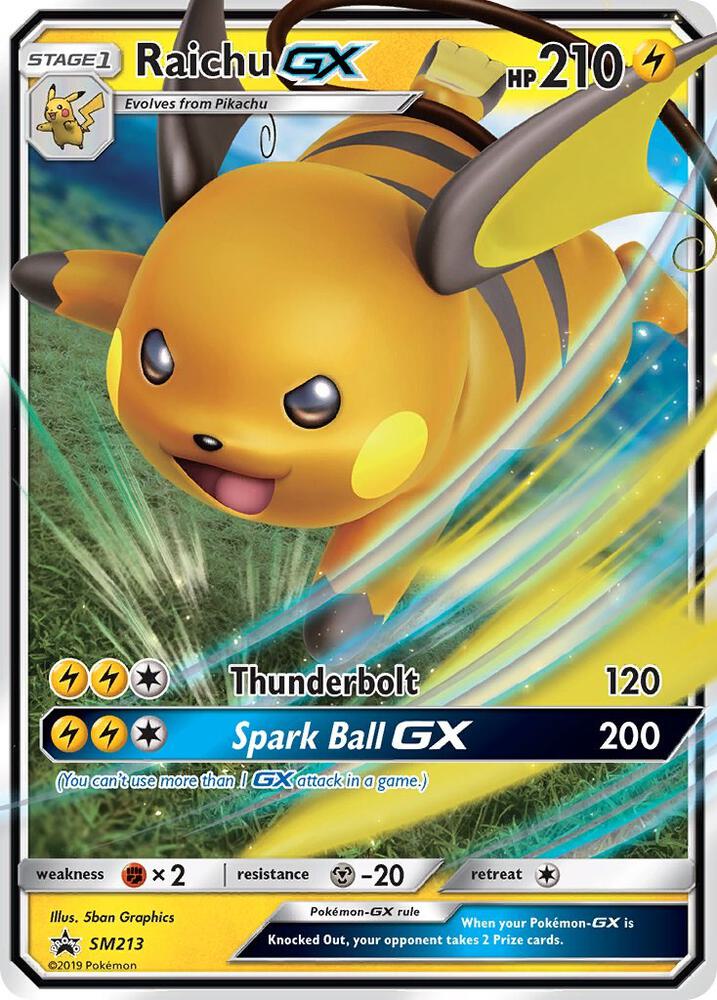 Pokemon Raichu GX SM213 SM Black Star Promos