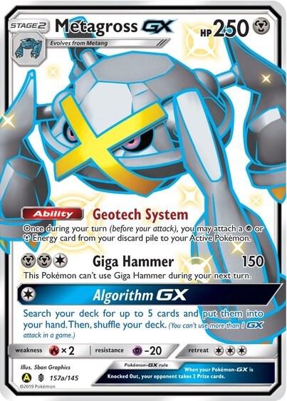 Pokemon Metagross GX 157a/145 Yellow A Alternate Art