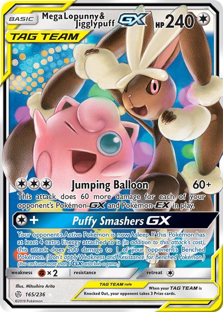 Pokemon Mega Lopunny & Jigglypuff GX 165/236 Cosmic Eclipse