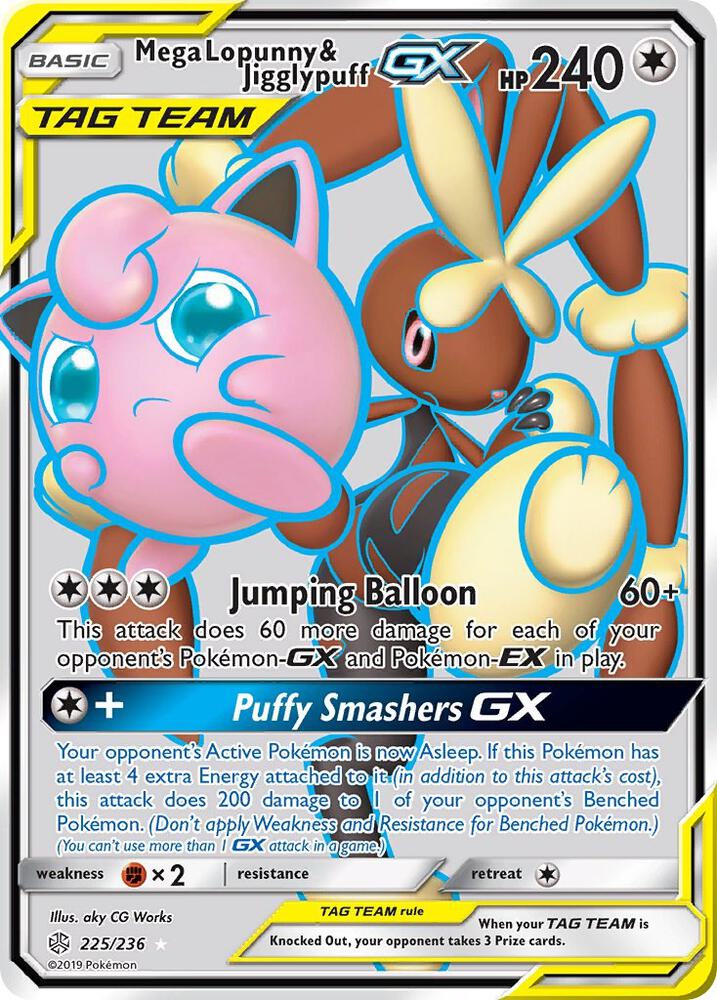 Pokemon Mega Lopunny & Jigglypuff GX 225/236 Cosmic Eclipse