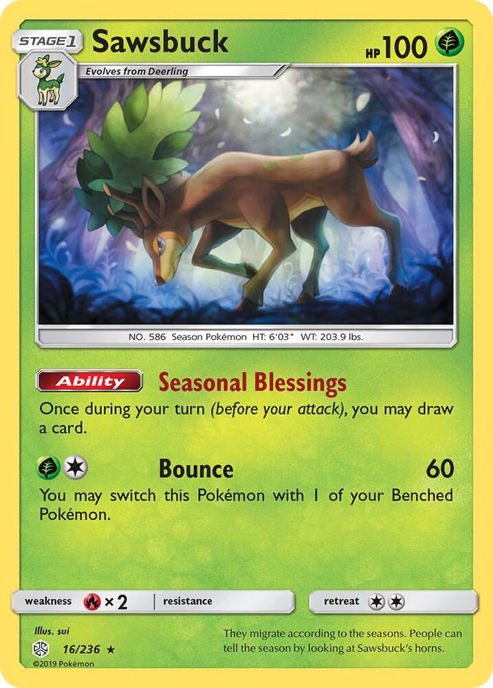 Pokemon Sawsbuck 16/236 Cosmic Eclipse