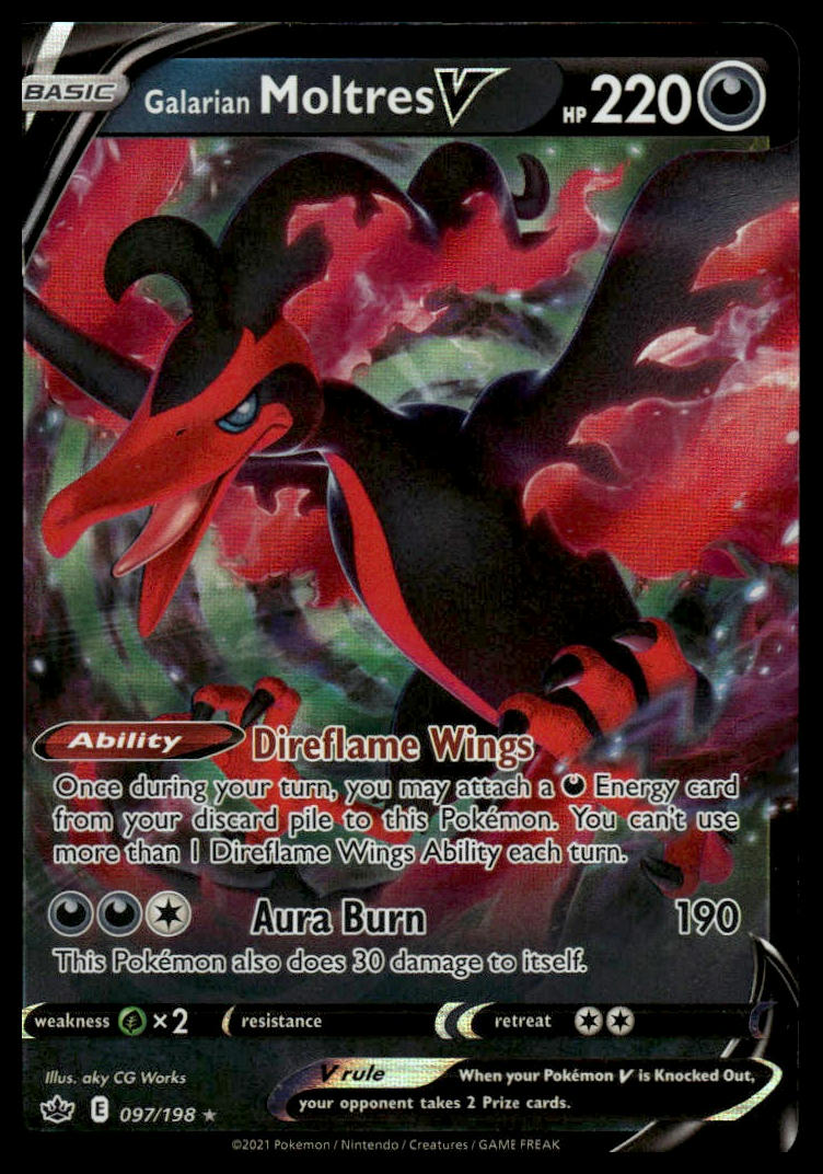 Pokemon TCG Galarian Moltres V #097/198 SWSH06: Chilling Reign