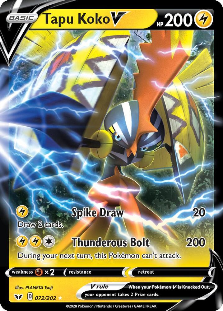 Pokemon Tapu Koko V 72/202 Sword & Shield