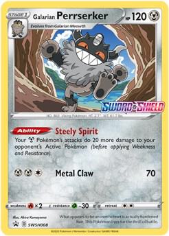 Pokemon Galarian Perrserker SWSH008 SWSH Black Star Promos