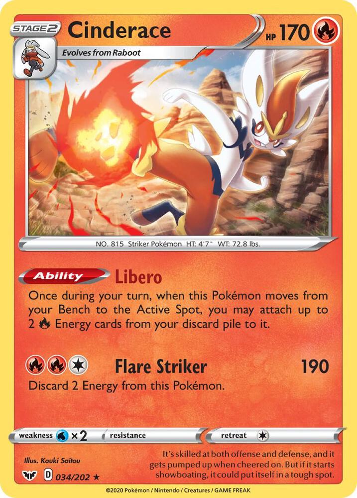Pokemon Cinderace 34/202 Sword & Shield