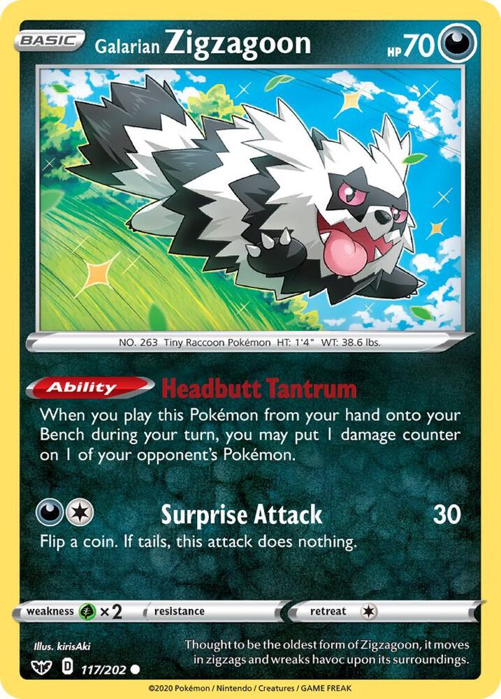 Pokemon Galarian Zigzagoon 117/202 Sword & Shield