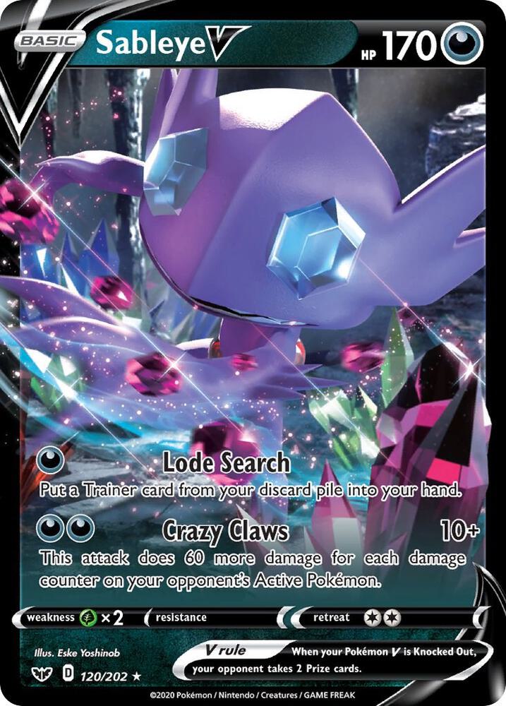 Pokemon Sableye V 120/202 Sword & Shield