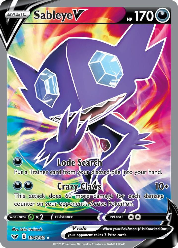 Pokemon Sableye V 194/202 Sword & Shield