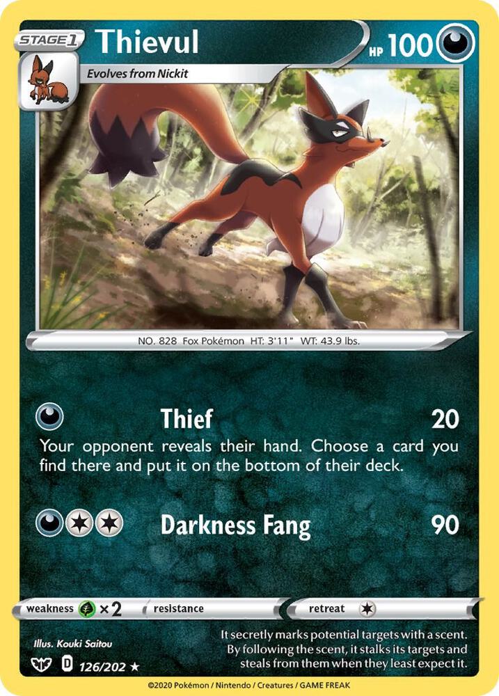 Pokemon Thievul 126/202 Sword & Shield