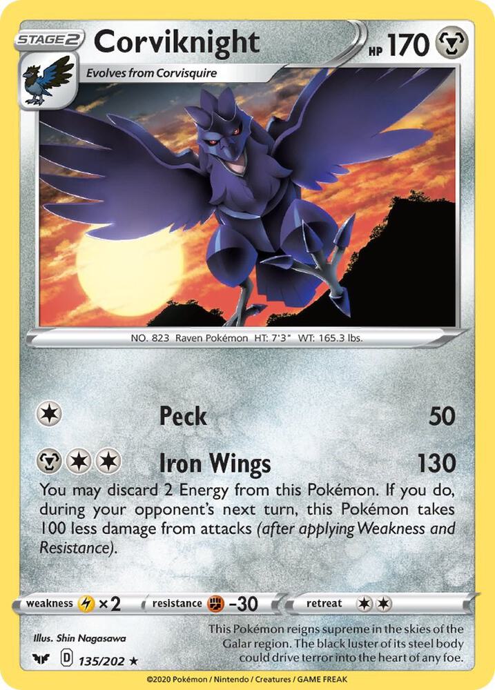 Pokemon Corviknight 135/202 Sword & Shield