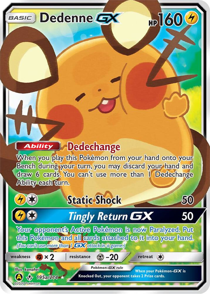 Pokemon Dedenne GX 195a/214 Yellow A Alternate Art