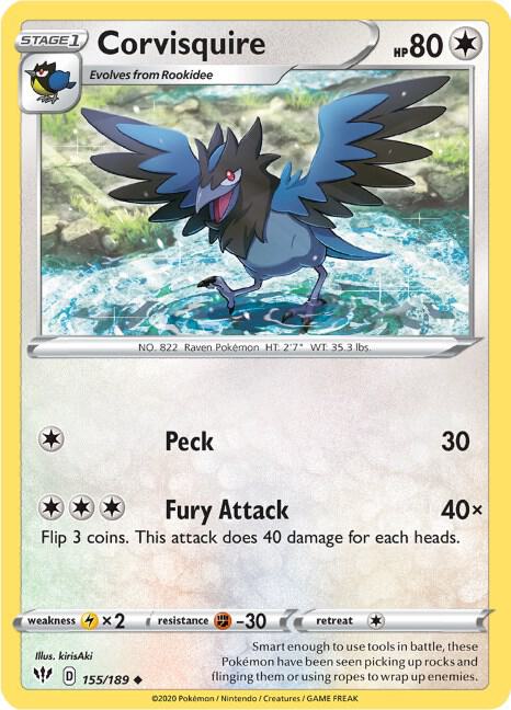 Pokemon Corvisquire 155/189 Darkness Ablaze