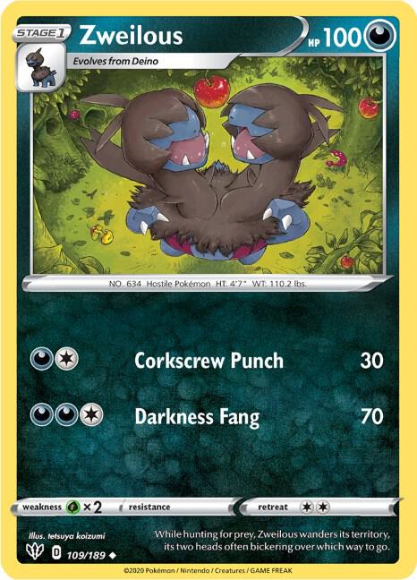 Pokemon Zweilous 109/189 Darkness Ablaze