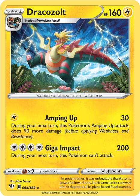 Pokemon Dracozolt 65/189 Darkness Ablaze