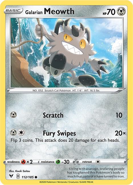 Pokemon Galarian Meowth 112/185 Vivid Voltage