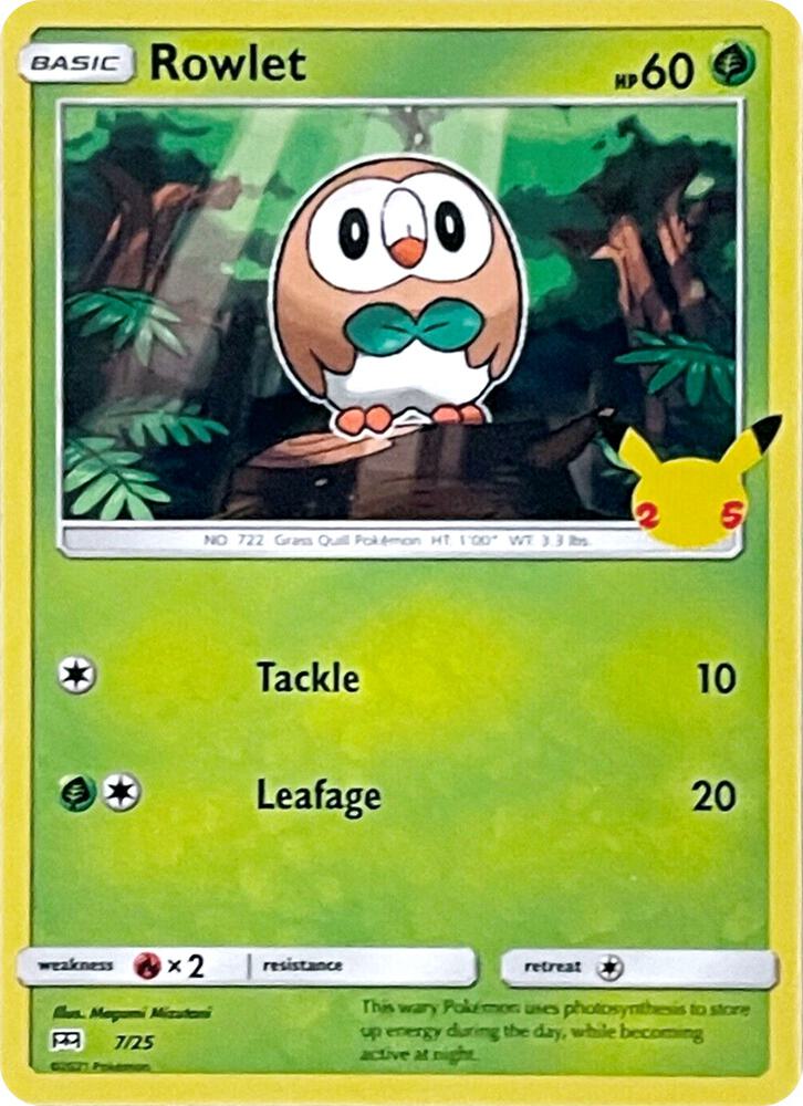 Pokemon Rowlet 7/25 McDonald's Collection 2021