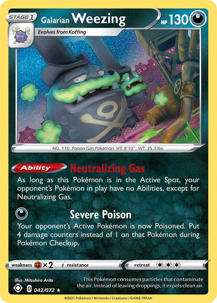 Pokemon Galarian Weezing 42/72 Shining Fates