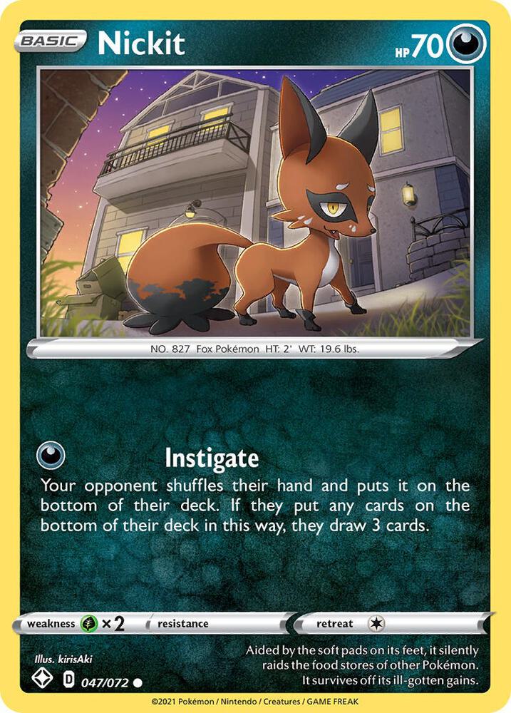 Pokemon Nickit 47/72 Shining Fates