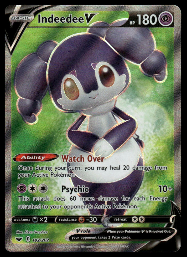 Pokemon TCG Indeedee V (Full Art) #192/202 SWSH01: Sword & Shield Base Set