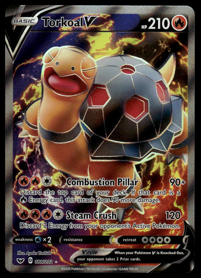 Pokemon TCG Torkoal V (Full Art) #188/202 SWSH01: Sword & Shield Base Set