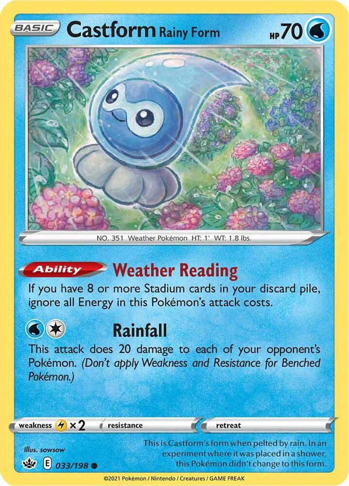 Pokemon Castform Rainy Form 33/198 Chilling Reign