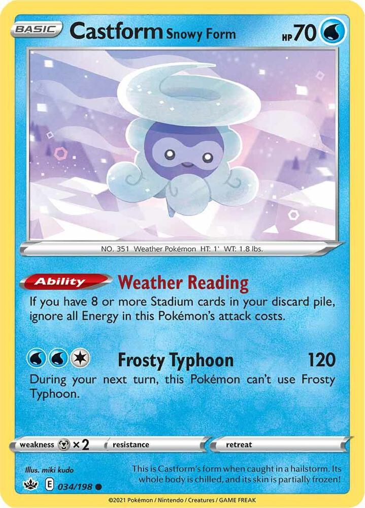 Pokemon Castform Snowy Form 34/198 Chilling Reign
