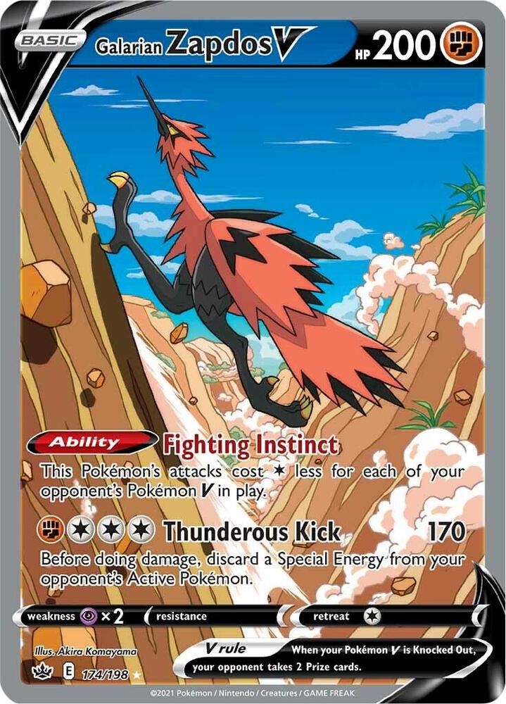 Pokemon Galarian Zapdos V 174/198 Chilling Reign