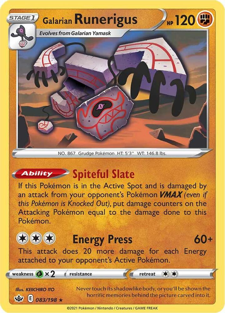Pokemon Galarian Runerigus 83/198 Chilling Reign