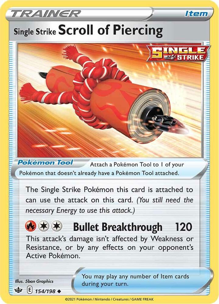 Pokemon Single Strike Scroll of Piercing 154/198 Chilling Reign