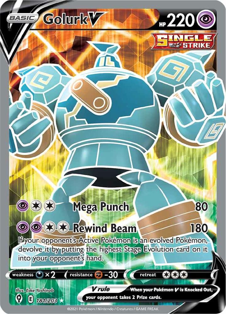Pokemon Golurk V 181/203 Evolving Skies