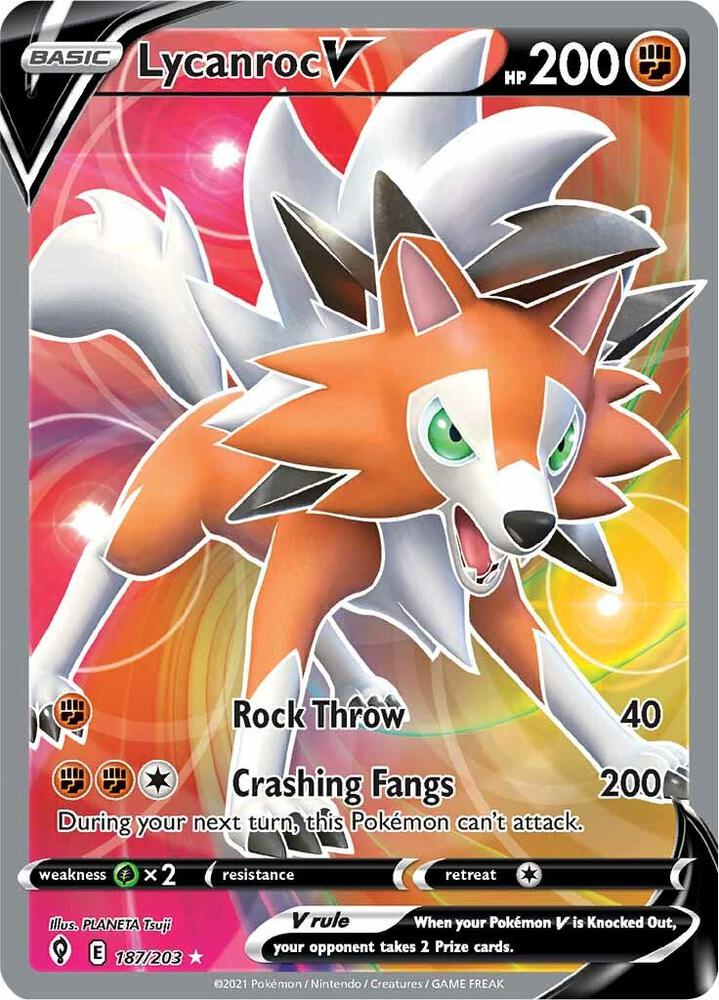Pokemon Lycanroc V 187/203 Evolving Skies