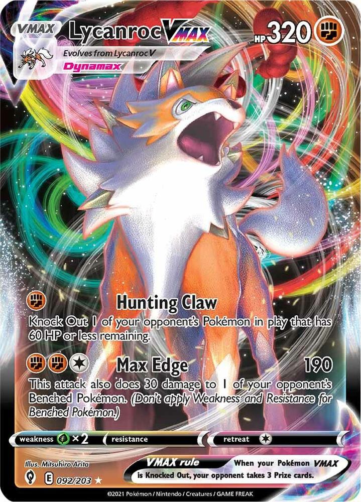 Pokemon Lycanroc VMAX 92/203 Evolving Skies