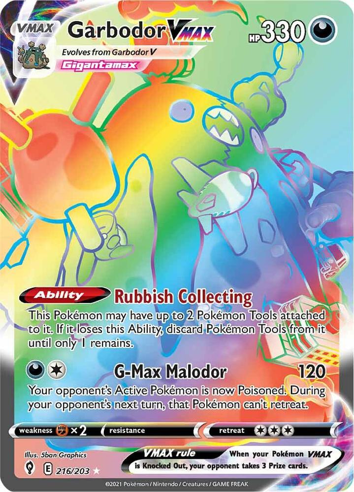 Pokemon Garbodor VMAX 216/203 Evolving Skies
