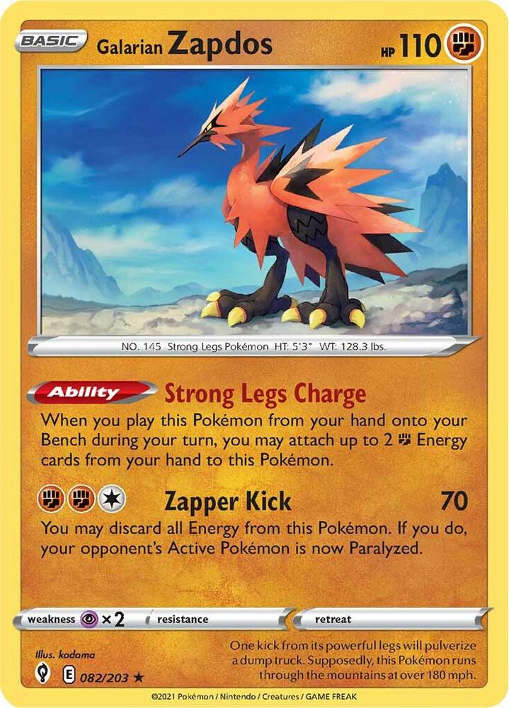Pokemon Galarian Zapdos 82/203 Evolving Skies