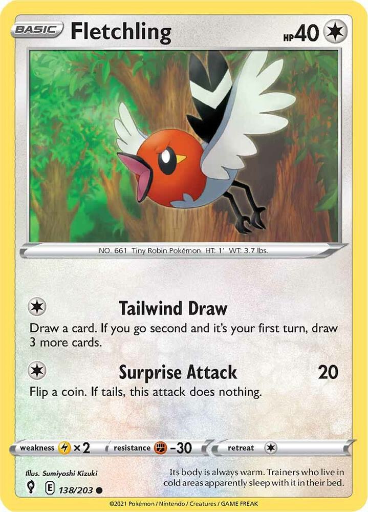 Pokemon Fletchling 138/203 Evolving Skies