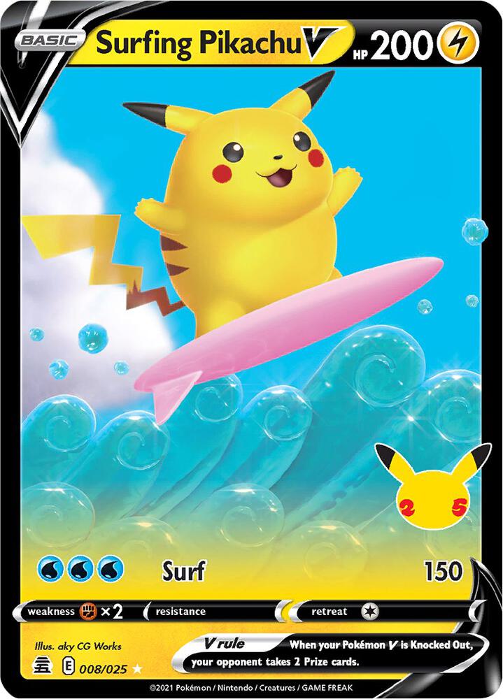Pokemon Surfing Pikachu V 8/25 Celebrations