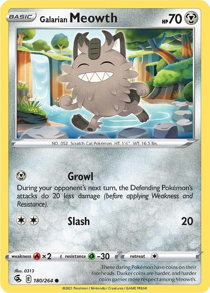 Pokemon Galarian Meowth 180/264 Fusion Strike