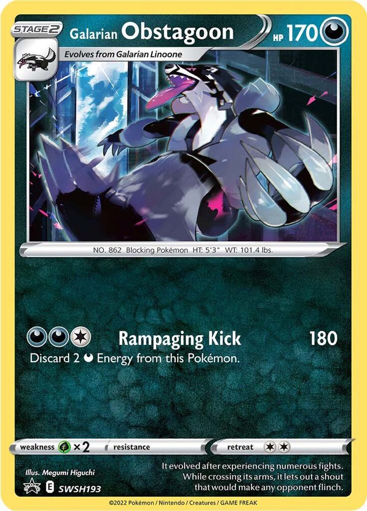 Pokemon Galarian Obstagoon SWSH193 SWSH Black Star Promos