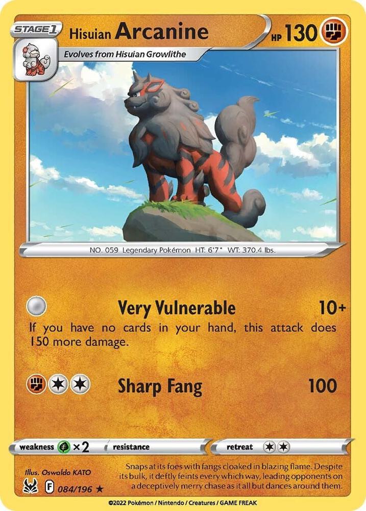 Pokemon Hisuian Arcanine 84/196 Lost Origin