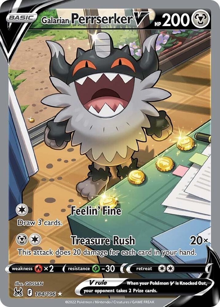 Pokemon Galarian Perrserker V 184/196 Lost Origin