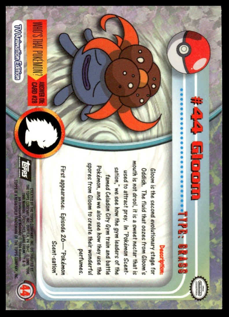 Pokemon Gloom #44 Topps TV Animation Series